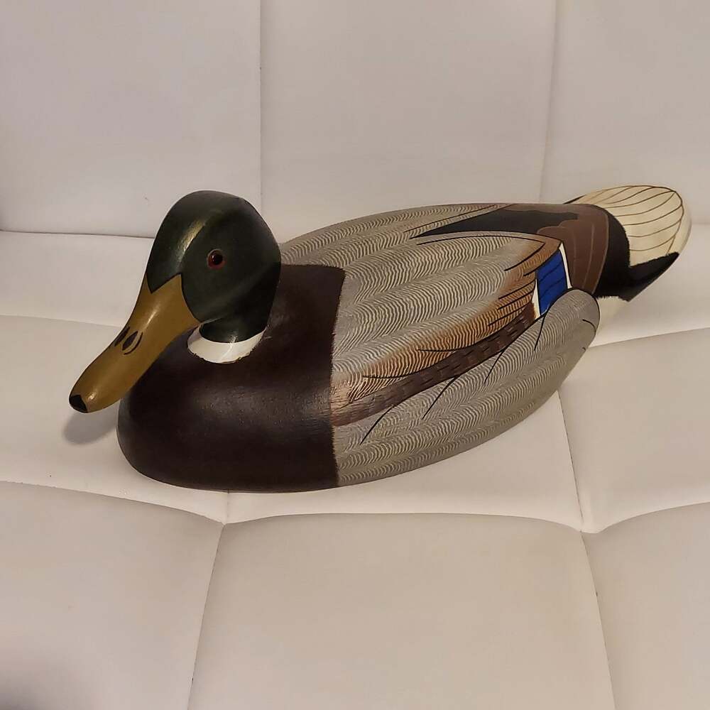 Wildfowler Original Babylon NY 15" Wood Mallard Drake Duck Decoy